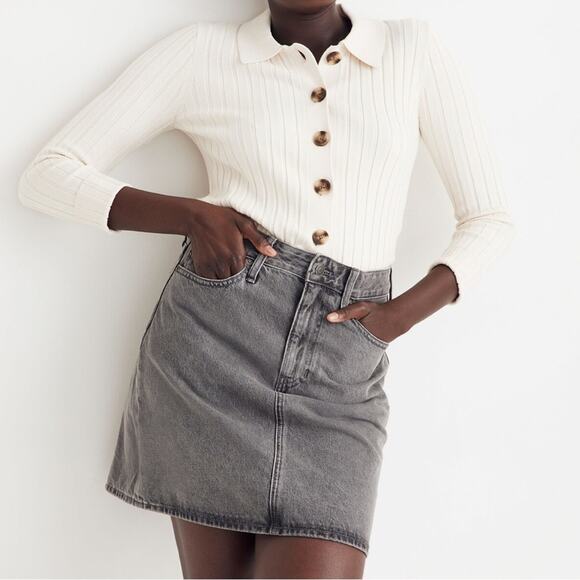 NWT Madewell Curvy Denim High-Waist Straight Mini Skirt in Northboro Wash - 27 - Picture 1 of 9